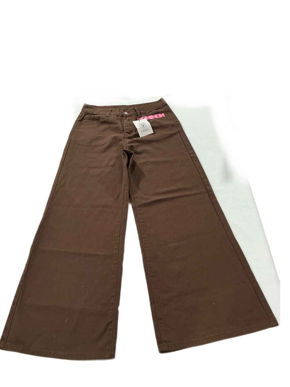CIDER Brown Wide Leg Jeans Size Small NWT High Rise Denim